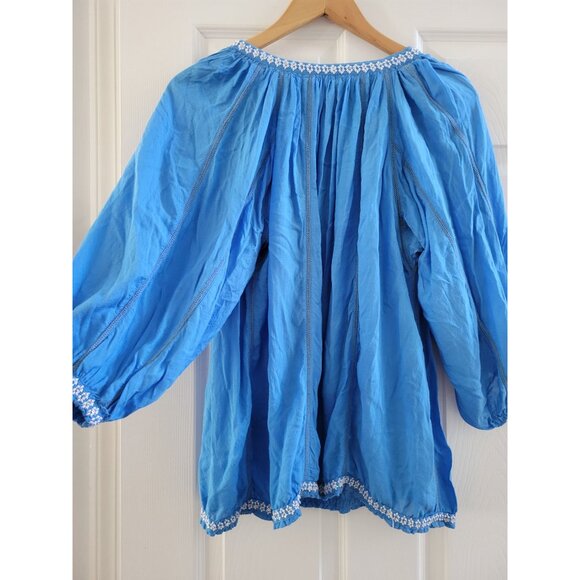 Melissa Obabash Angel Blue Peasant Blouse boho One Size fits all - Picture 6 of 9
